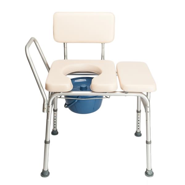 Multifunctional Aluminum Elder People Disabled People Pregnant Women Commode Chair Bath Chair Creamy White 