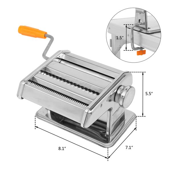 Dual-blade Multifunctional Manual Hand-cranking Operation Stainless Steel Noodle Making Machine Silv