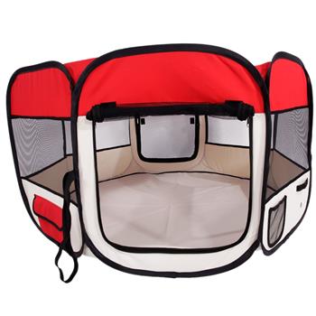 HOBBYZOO 45\\" Portable Foldable 600D Oxford Cloth & Mesh Pet Playpen Fence with Eight Panels  Red
