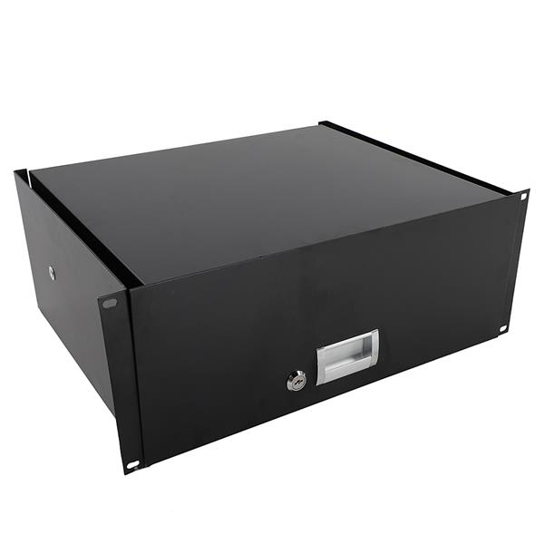 19" 4U Steel Plate DJ Drawer Equipment Cabinet with Keys Black