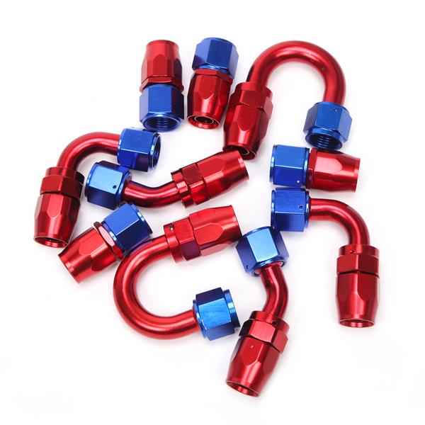 10AN 16-Foot Universal Silver Fuel Pipe   10 Red and Blue Connectors