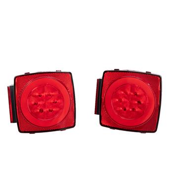 Pair Red LED Submersible Stop Brake Trailer Tail Lights Square 80\\" License