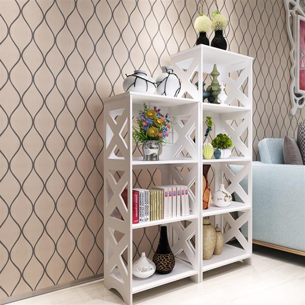 Wood-plastic Board Three Tiers Triangle Storage Rack White