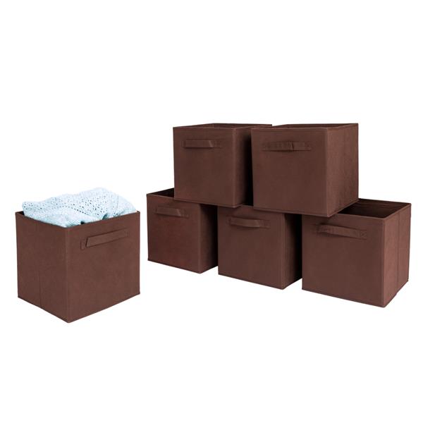 6pcs High Quality Non-woven Fabrics Storage Boxes Brown