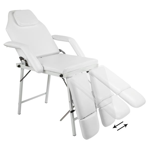 75" Adjustable Salon SPA Pedicure Massage Tattoo Therapy Bed Split Leg Chair Beauty Equipment White