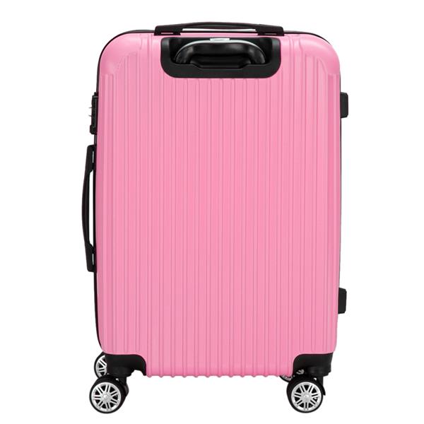 3-Piece 20" & 24" & 28" Luggage Set Travel Bag ABS Trolley Spinner Suitcase with TSA Lock Pink