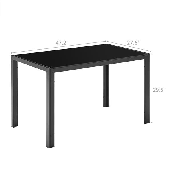 Simple Assembled Tempered Glass & Iron Dinner Table Black