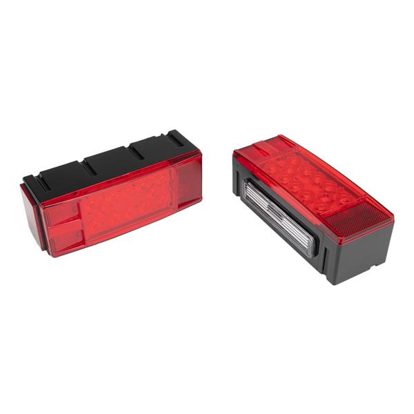 Left+Right LED Waterproof Red Trailer Boat Rectangle Stud Stop Turn Tail Lights