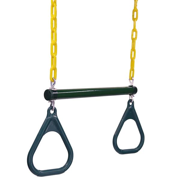 18" Trapeze Swing Bar with Rings Heavy Duty Chain Swing Set Accessories Green