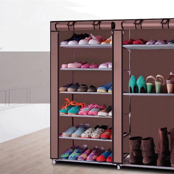 Double Rows 9 Lattices Combination Style Shoe Cabinet Coffee