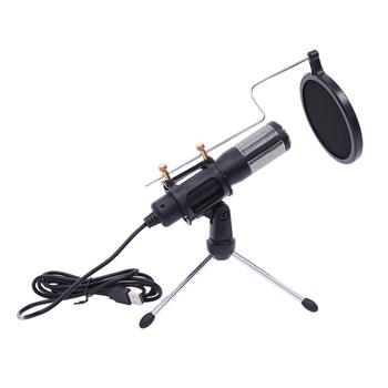 USB Microphone Tripod Stand Set for Game Chat Studio Black