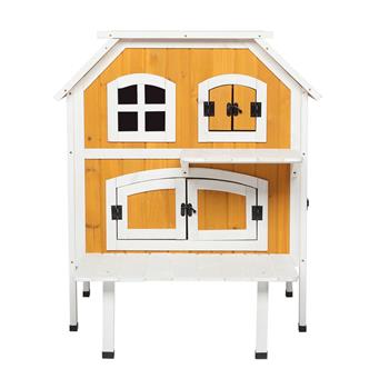 2-Story Wooden Raised Elevated Cat Cottage Pet House Indoor Outdoor Kennel
