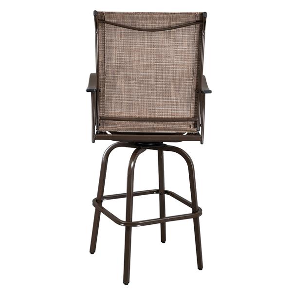 2pcs Wrought Iron Swivel Bar Chair Patio Swivel Bar Stools Brown