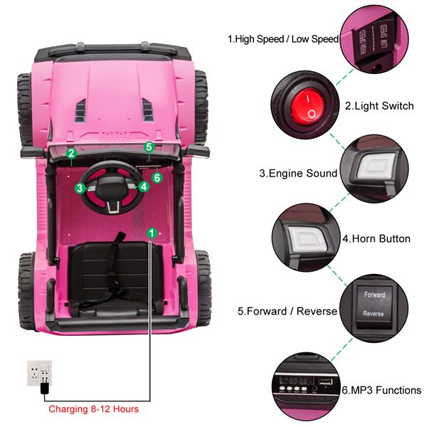 LEADZM LZ-922 Electric Car Dual Drive 35W*2 Battery 12V4.5AH*1 with 2.4G Remote Control Pink