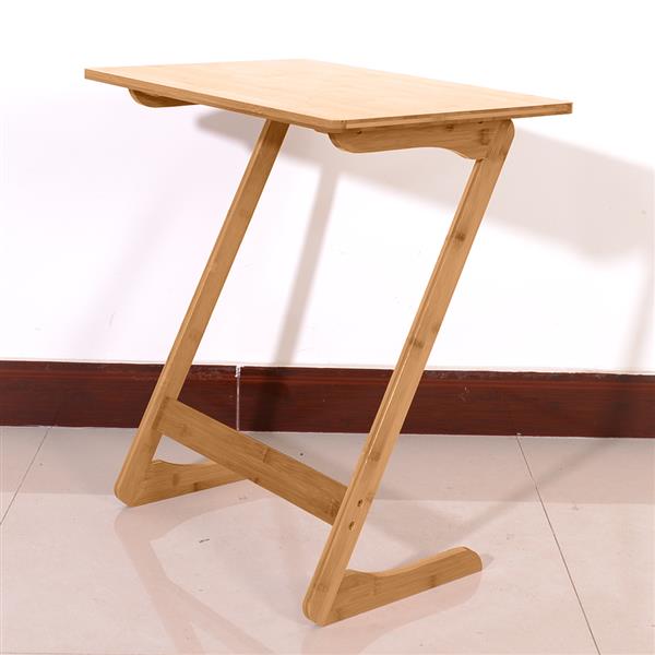 60x40x65cm Z-shaped Bamboo Sofa Side Table Sandal Wood Color