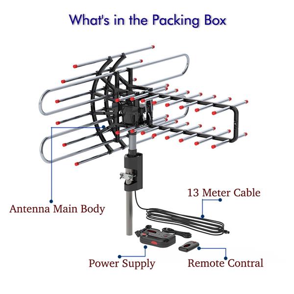 TA-851 Plus 360°Rotation UV Dual Frequency 45-860MHz 22-38dB 42.65ft cable Outdoor Antenna