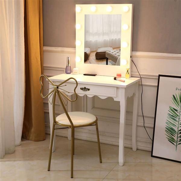 Generous Mirror Single Pumping Foot With Bulb Warmer Dressing Table White
