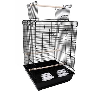 23\\" Bird Cage Pet Supplies Metal Cage with Open Play Top with tow Additional Toys Black