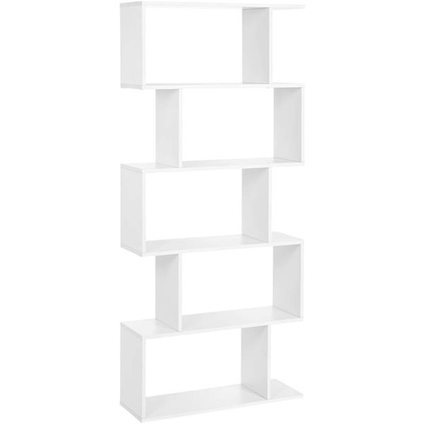 5 Shelf Bookcase, Modern S-Shaped Z-Shelf Style Bookshelf, Multifunctional Wooden Storage Display Stand Shelf for Living Room, Home Office, Bedroom, Bookcase Storage Shelf