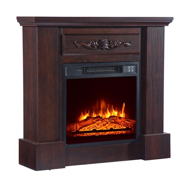 SF103-18g   HA203-32 32 "Wood Brown Fireplace Cabinet 1400W Single Color / Fake Firewood / Heating Wire / With Small Remote Control Movement Black