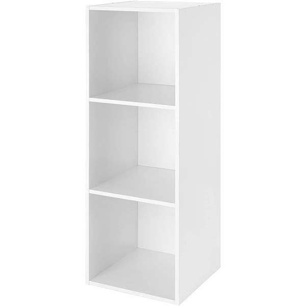 3-Tier Organizer Wood Bookshelf Open Shelf Bookcase , 3 Cubes Storage Shelf , White