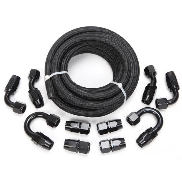 10AN 16-Foot Universal Black Fuel Pipe   10 Black Connectors