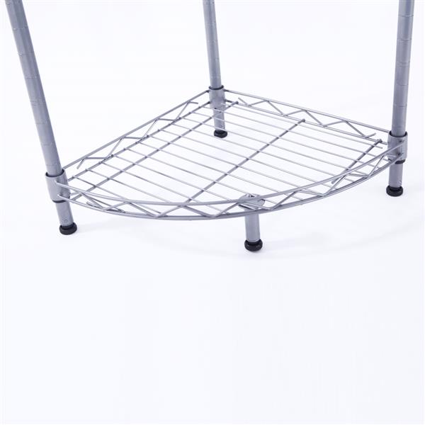 XM-243S Fan-shaped Carbon Steel Metal Assembly 4-Tier Storage Rack Silver Gray