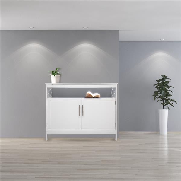 Double Door Side Cabinet With Partition White
