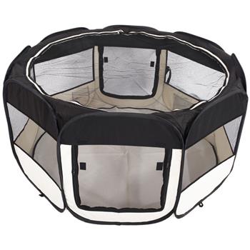 HOBBYZOO 45\\" Portable Foldable 600D Oxford Cloth & Mesh Pet Playpen Fence with Eight Panels  Black
