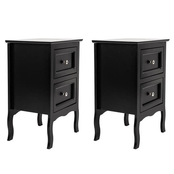 2pcs Country Style Two-Tier Night Tables Large Size Black