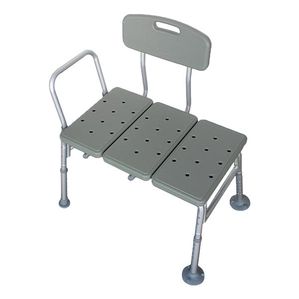 Medical Bathroom Safety Shower Tub Aluminium Alloy Bath Chair Transfer Bench with Back & Handle Gray