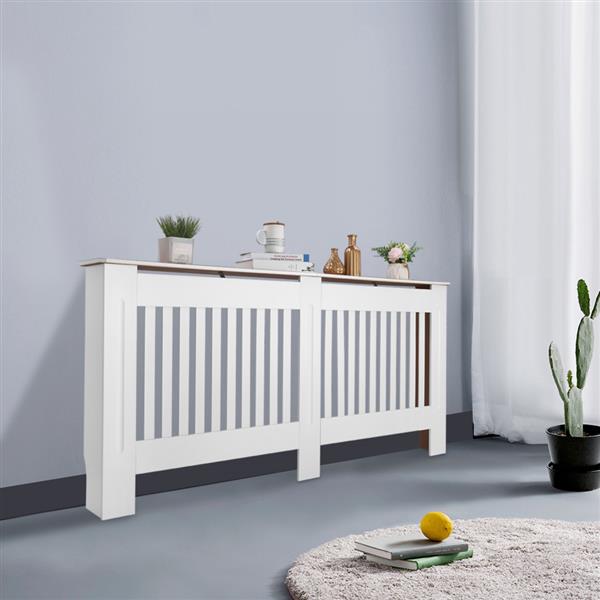 Simple Traditional Design Ventilated E1 MDF Board Vertical Stripe Pattern Radiator Cover White XL