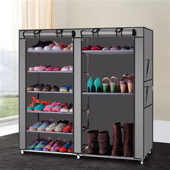 Double Rows 9 Lattices Combination Style Shoe Cabinet Gray