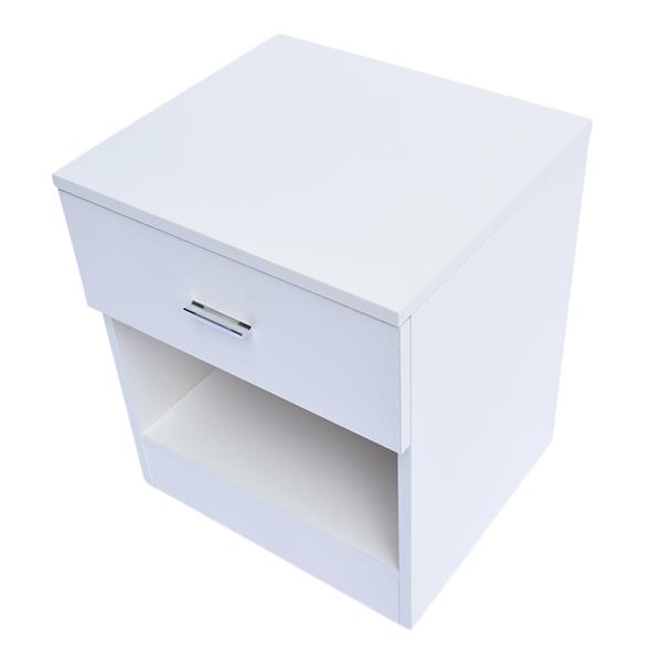 1 Drawer Metal Handle Bedside Cabinet Night Table White