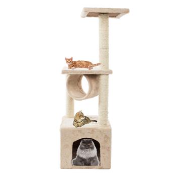 36\\" Solid Cute Sisal Rope Plush Cat Climb Tree Cat Tower Beige