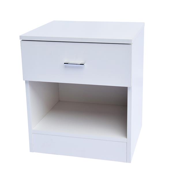 1 Drawer Metal Handle Bedside Cabinet Night Table White