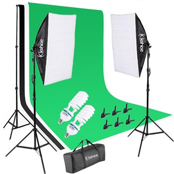 Kshioe 135W Soft Light Box with Background Stand Muslim Cloth (Black & White & Green) Set US Standar(Do Not Sell on Amazon)
