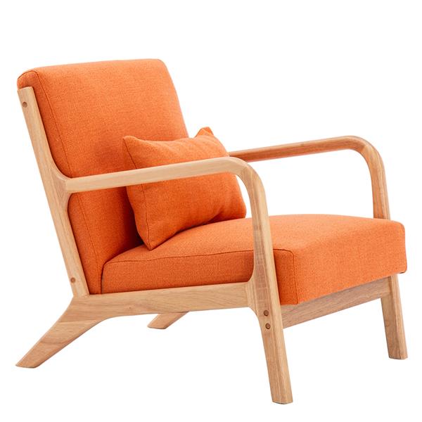 Fabric Oak Sofa Orange (66 x 68 x 75cm)