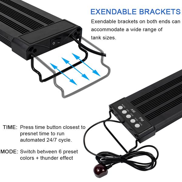 16W 72LED Solar Light Grass Lamp With Remote Control 19.96inch  Suitable For 19.96-33.86inch Long Aquarium Black