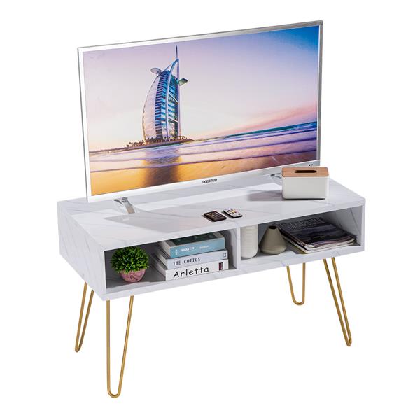 Marble Iron Foot TV Cabinet [106x50x62.5cm] White