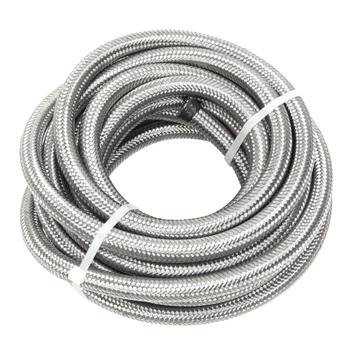 6AN 20-Foot Universal Stainless Steel Braided Fuel Hose Silver
