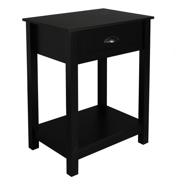 1-Drawer Nightstand End Table Black