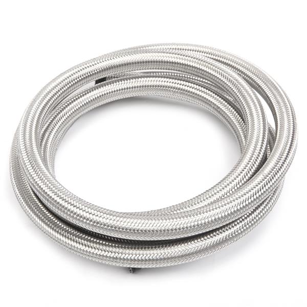 10AN 10-Foot Universal Stainless Steel Braided Fuel Hose Silver