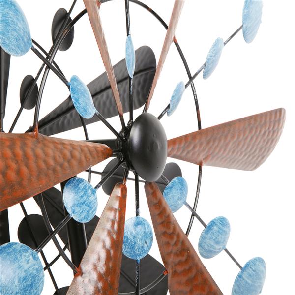 Wrought Iron Windmill Copper Leaf Blue Dots