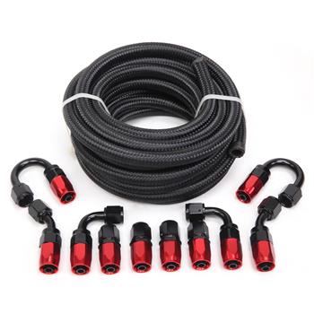 6AN 20-Foot Universal Black Fuel Pipe   10 Red and Black Connectors