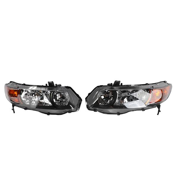 2pcs Front Left Right Headlights for Honda Civic 2006-2011 2dr Coupe Models Only Black