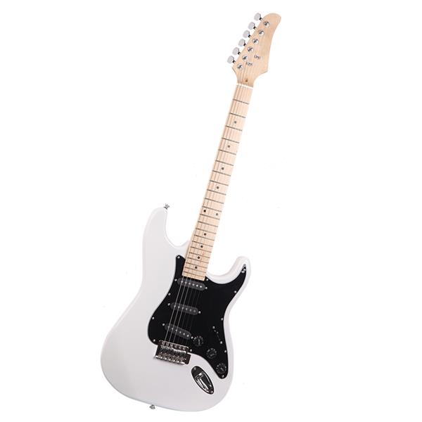 ST Stylish Electric Guitar with Black Pickguard White