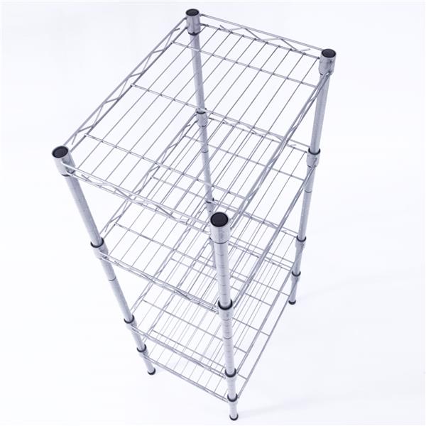 XM-207S Rectangle Carbon Steel Metal Assembly 4-Shelf Storage Rack Silver Gray