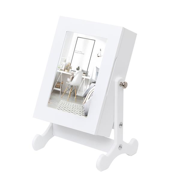 Giantex Small Mirror Jewelry Cabinet Organizer Armoire Storage Box Countertop w/Stand (White)