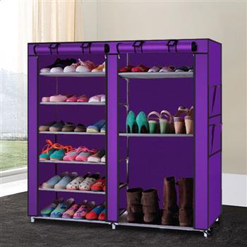 Double Rows 9 Lattices Combination Style Shoe Cabinet Purple